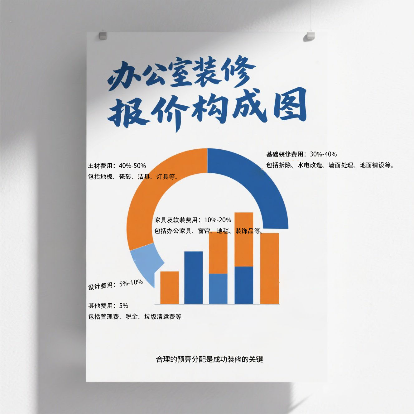 jimeng-2025-05-08-267-主题是:办公室装修报价构成图办公室装修报价构成图图片描述:这是一张信息图表,展示了办公室装修报价的详细构成。图表采用环形图或柱状图的形式,直观地展示….jpeg